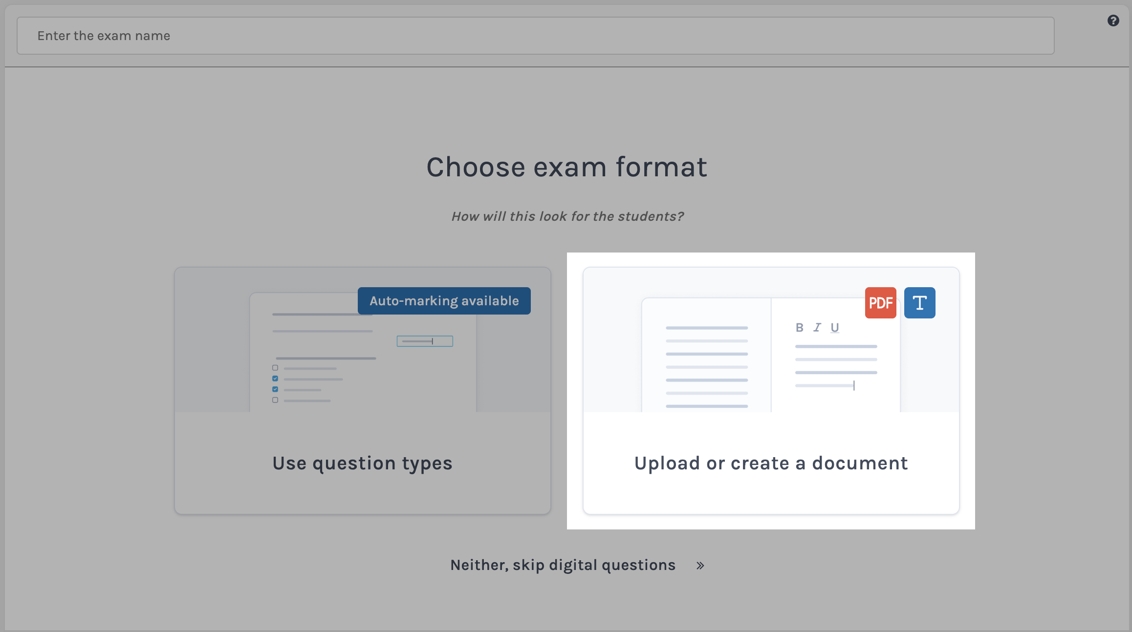 The exam format 
