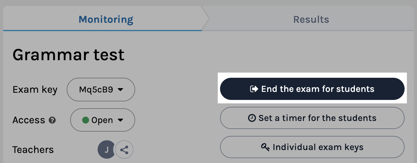 Ending an exam for students