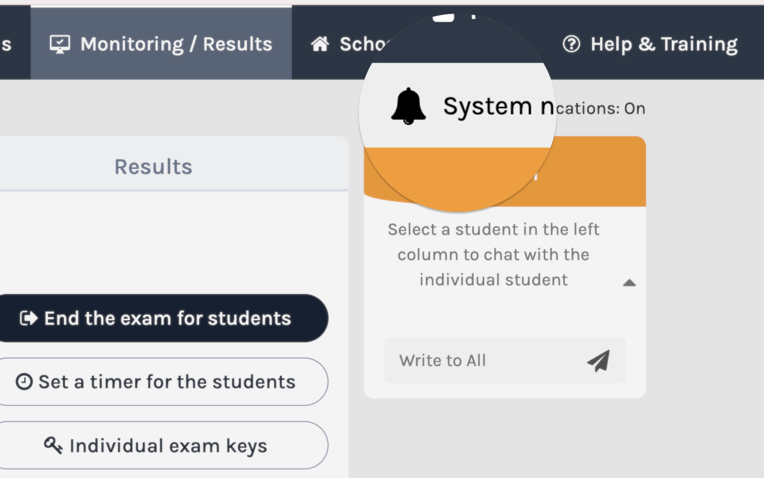 Activating system notifications in the monitoring view