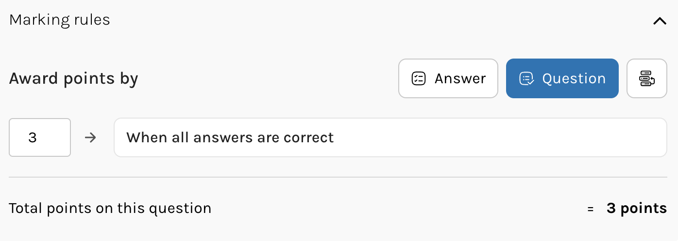 Marking rules in "Multiple choice" questions